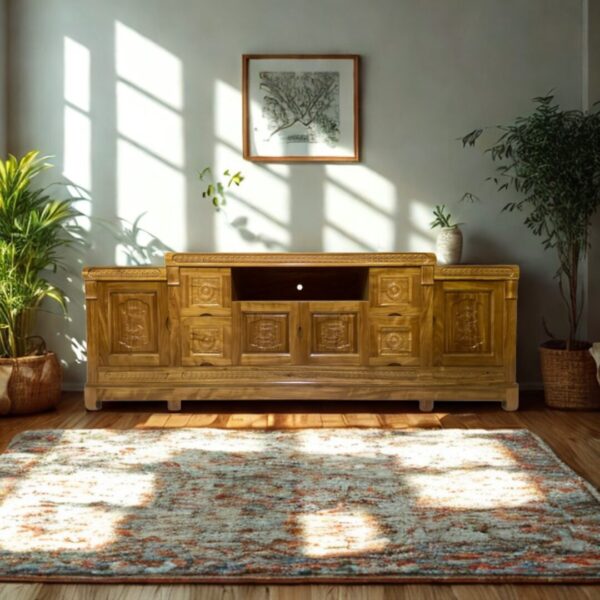 Tủ Kệ Tivi Gỗ Hương Xám Nhô Giữa 2m2