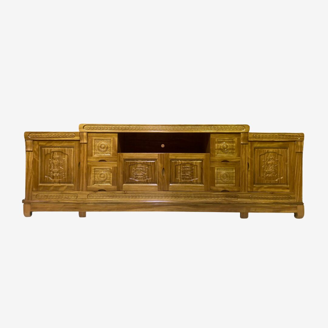 Tủ Kệ Tivi Gỗ Hương Xám Nhô Giữa 2m4 - Ảnh 2