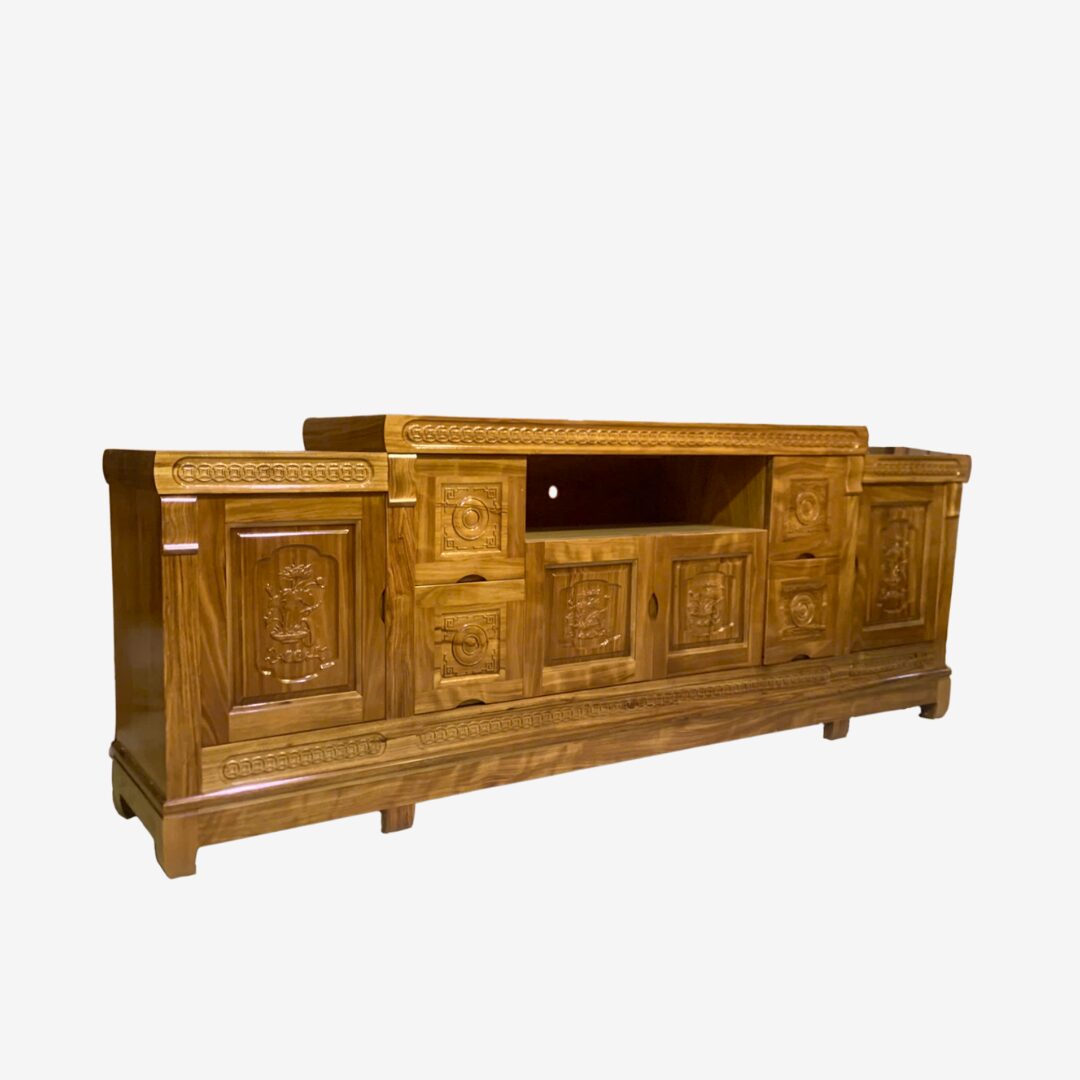 Tủ Kệ Tivi Gỗ Hương Xám Nhô Giữa 2m2 - Ảnh 4