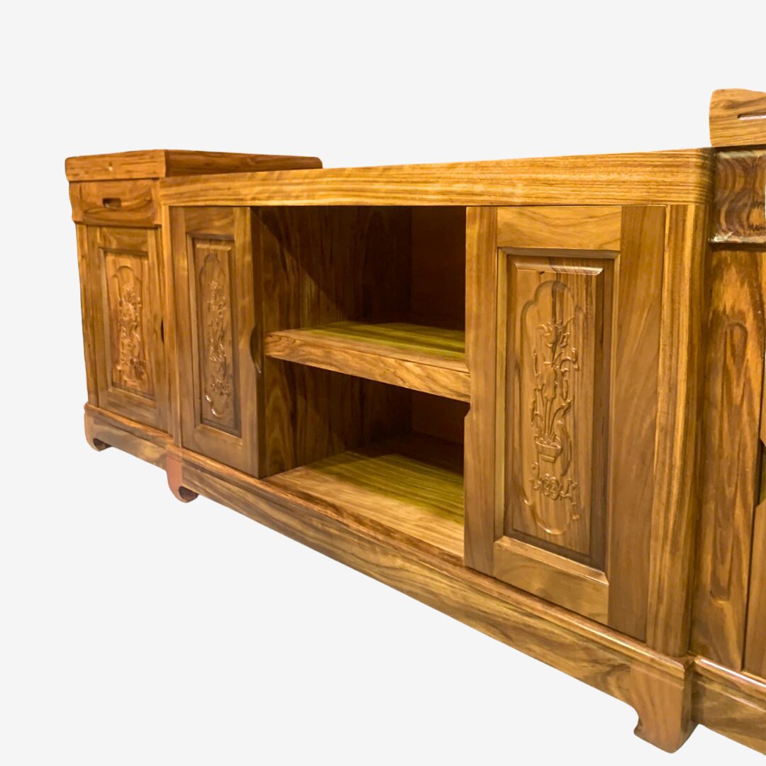 Tủ Kệ Tivi Gỗ Hương Xám Nhô 2 Bên 2m2 - Ảnh 6